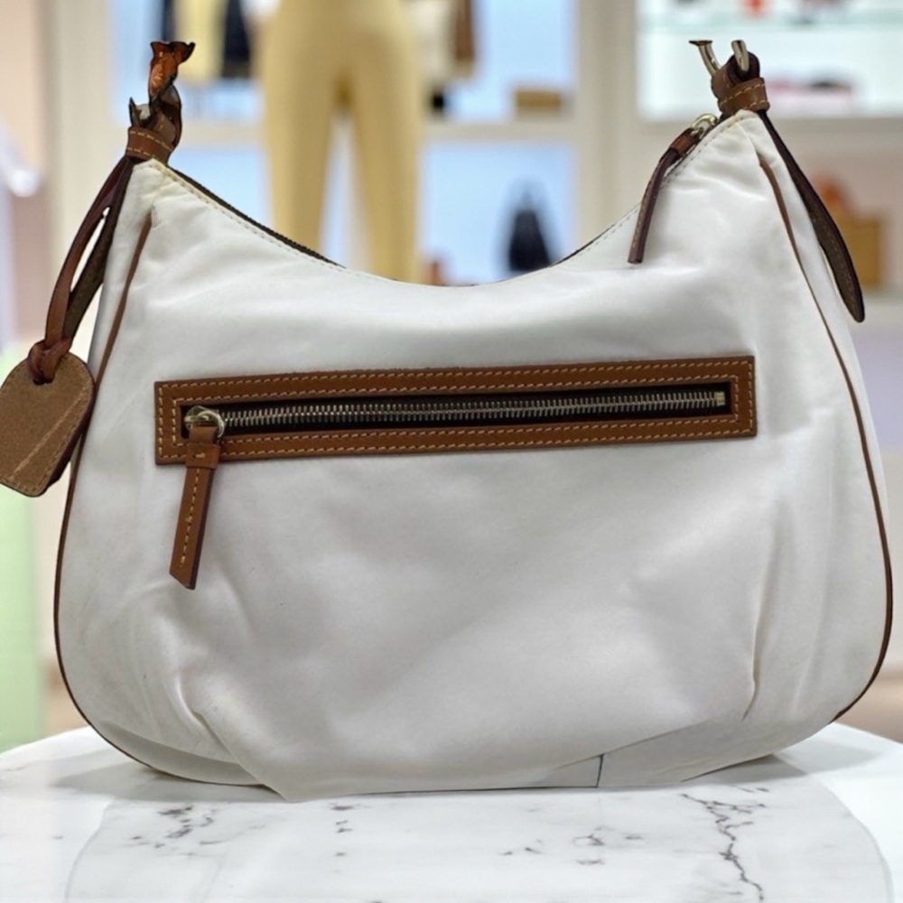 Dooney & Bourke White Nylon East West Collins Hobo Bag - Picture 3 of 15